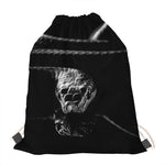 Monochrome Rhinoceros Ratsnake Print Drawstring Bag