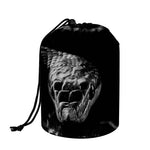 Monochrome Rhinoceros Ratsnake Print Drawstring Makeup Bag