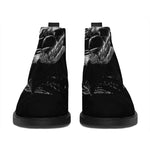 Monochrome Rhinoceros Ratsnake Print Flat Ankle Boots