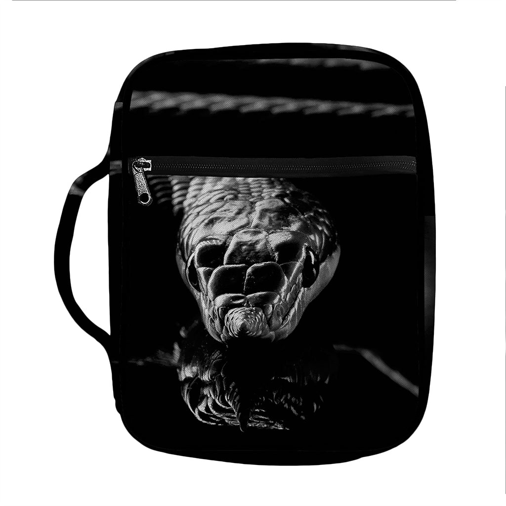 Monochrome Rhinoceros Ratsnake Print Front Pocket Bible Bag
