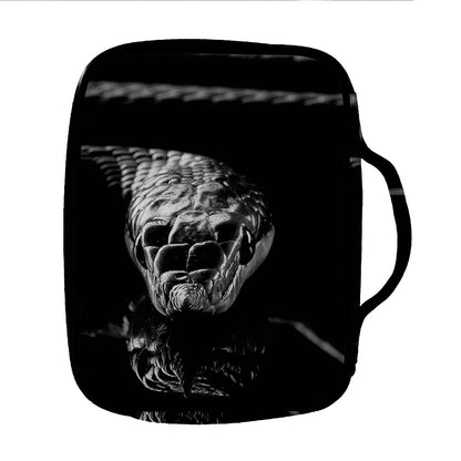 Monochrome Rhinoceros Ratsnake Print Front Pocket Bible Bag