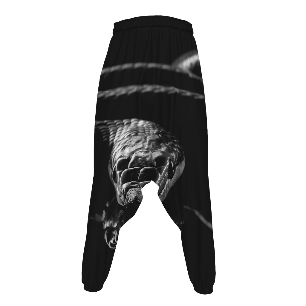 Monochrome Rhinoceros Ratsnake Print Hammer Pants