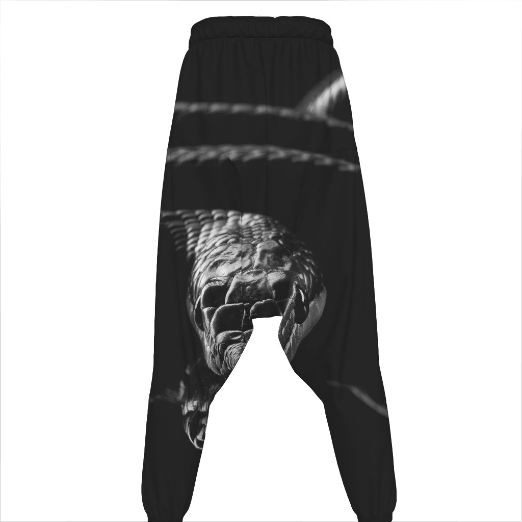 Monochrome Rhinoceros Ratsnake Print Hammer Pants