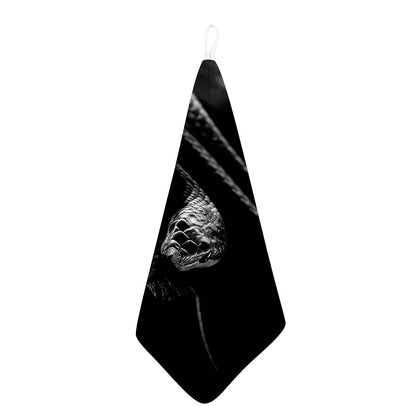 Monochrome Rhinoceros Ratsnake Print Hand Towel