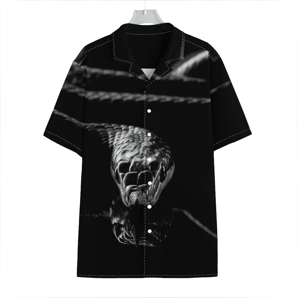 Monochrome Rhinoceros Ratsnake Print Hawaiian Shirt
