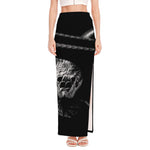 Monochrome Rhinoceros Ratsnake Print High Slit Maxi Skirt