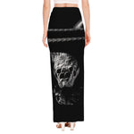 Monochrome Rhinoceros Ratsnake Print High Slit Maxi Skirt