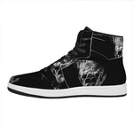 Monochrome Rhinoceros Ratsnake Print High Top Leather Sneakers