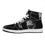 Monochrome Rhinoceros Ratsnake Print High Top Leather Sneakers