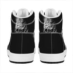 Monochrome Rhinoceros Ratsnake Print High Top Leather Sneakers