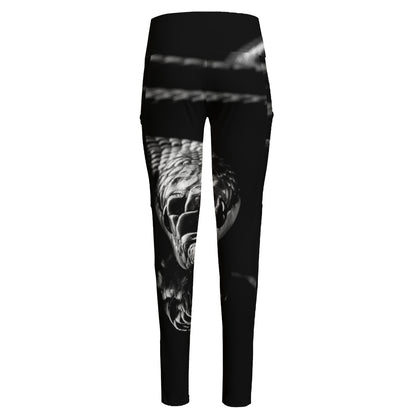 Monochrome Rhinoceros Ratsnake Print High-Waisted Pocket Leggings