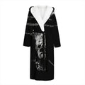Monochrome Rhinoceros Ratsnake Print Hooded Bathrobe