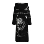 Monochrome Rhinoceros Ratsnake Print Hooded Bathrobe