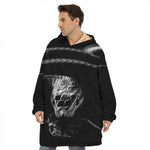 Monochrome Rhinoceros Ratsnake Print Hoodie Blanket