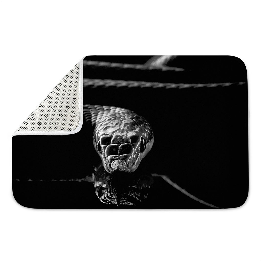 Monochrome Rhinoceros Ratsnake Print Indoor Door Mat
