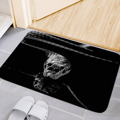 Monochrome Rhinoceros Ratsnake Print Indoor Door Mat