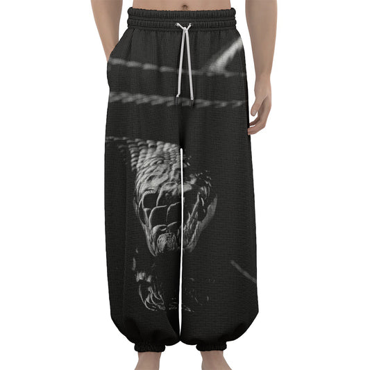 Monochrome Rhinoceros Ratsnake Print Lantern Pants
