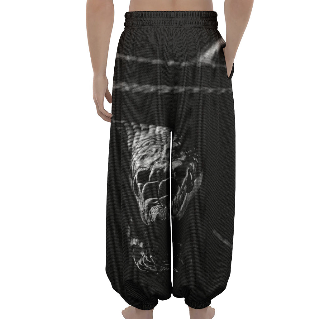 Monochrome Rhinoceros Ratsnake Print Lantern Pants
