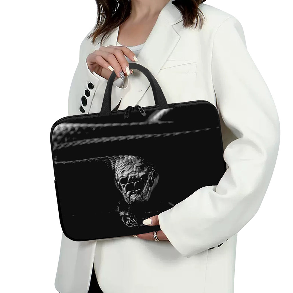 Monochrome Rhinoceros Ratsnake Print Laptop Sleeve With Handle