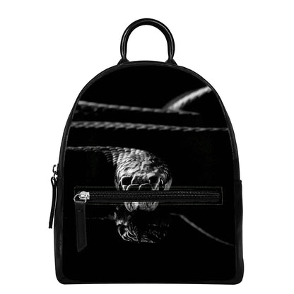 Monochrome Rhinoceros Ratsnake Print Leather Backpack