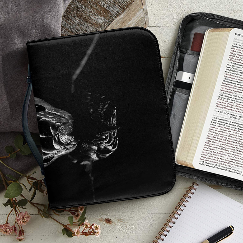 Monochrome Rhinoceros Ratsnake Print Leather Bible Cover