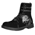Monochrome Rhinoceros Ratsnake Print Lace-Up Boots