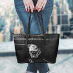 Monochrome Rhinoceros Ratsnake Print Leather Tote Bag