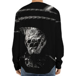 Monochrome Rhinoceros Ratsnake Print Long Sleeve Baseball Jersey