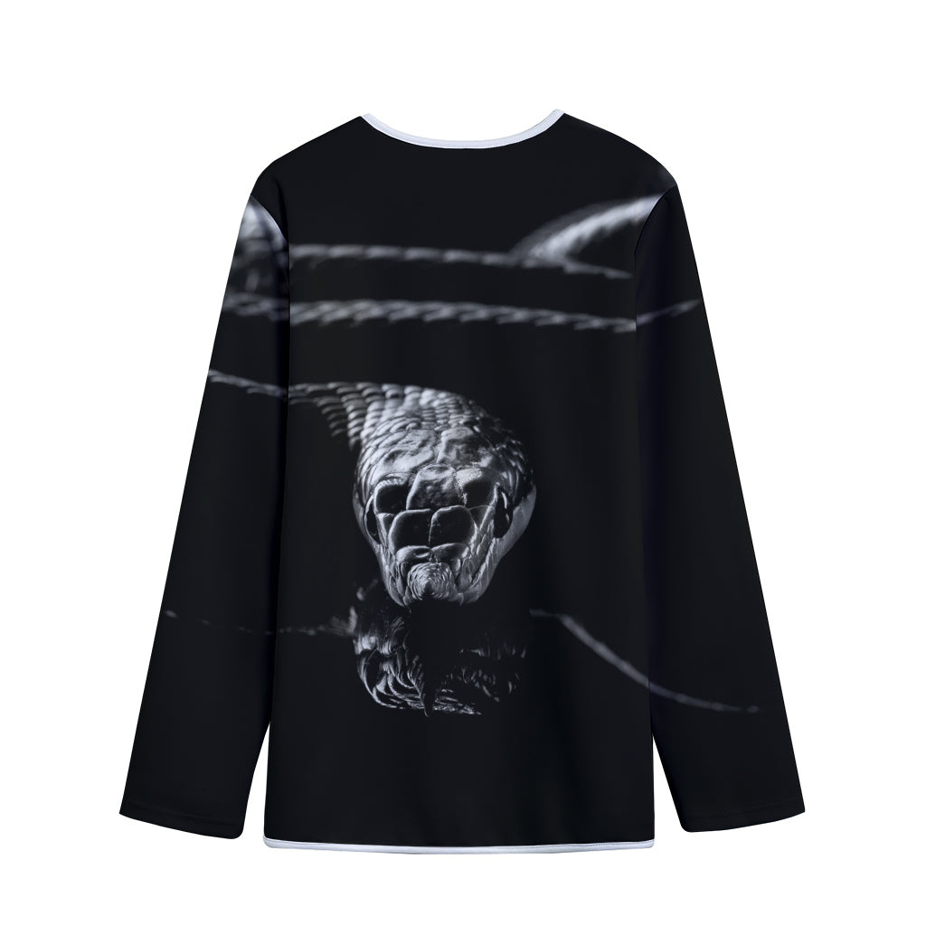 Monochrome Rhinoceros Ratsnake Print Long Sleeve Short Coat