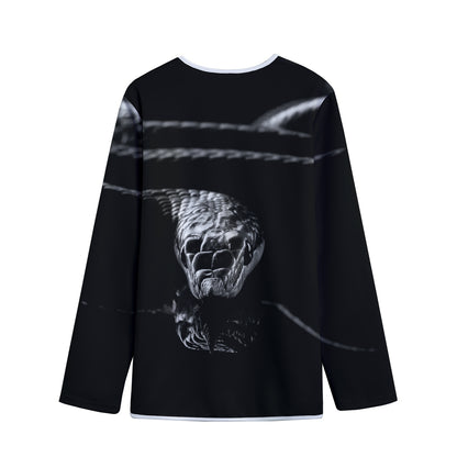 Monochrome Rhinoceros Ratsnake Print Long Sleeve Short Coat