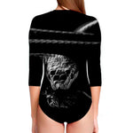 Monochrome Rhinoceros Ratsnake Print Long Sleeve Swimsuit