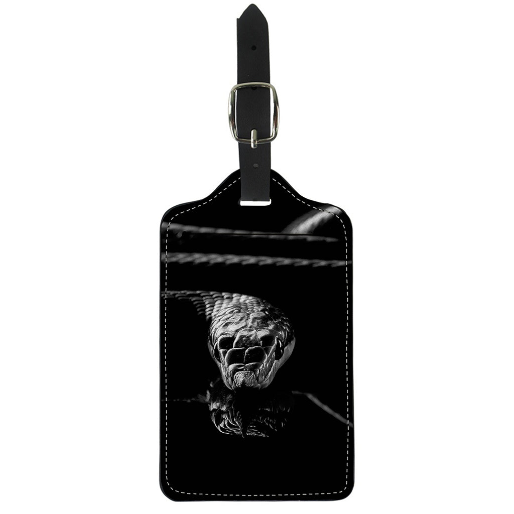 Monochrome Rhinoceros Ratsnake Print Luggage Tag