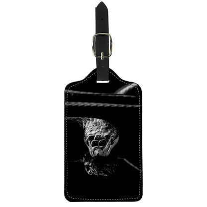 Monochrome Rhinoceros Ratsnake Print Luggage Tag