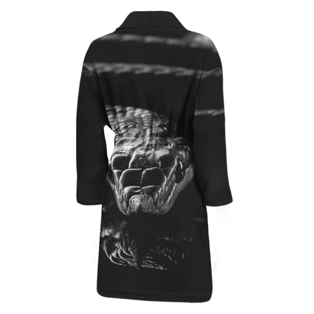 Monochrome Rhinoceros Ratsnake Print Men's Bathrobe