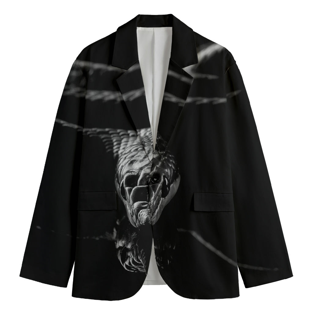 Monochrome Rhinoceros Ratsnake Print Men's Blazer