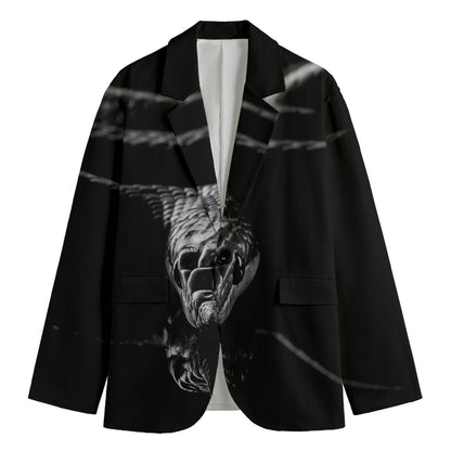 Monochrome Rhinoceros Ratsnake Print Men's Blazer