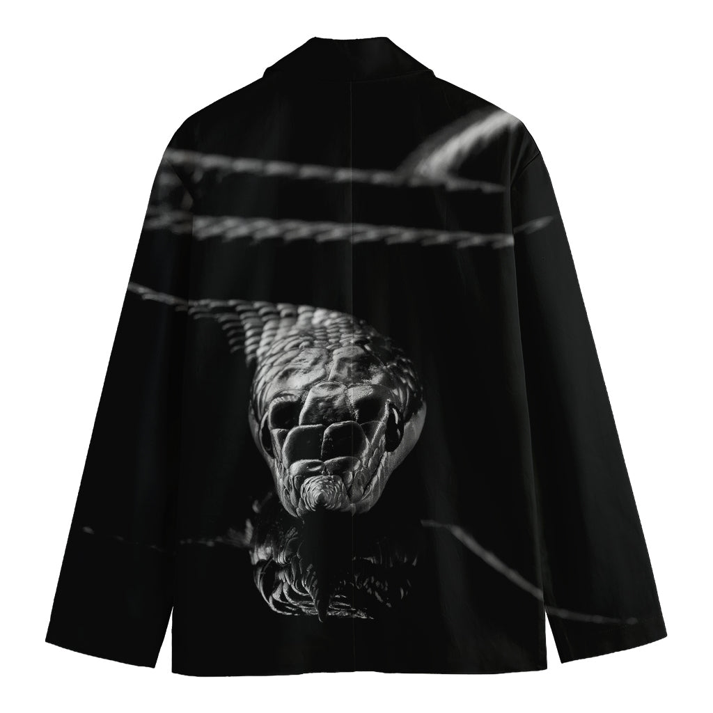 Monochrome Rhinoceros Ratsnake Print Men's Blazer
