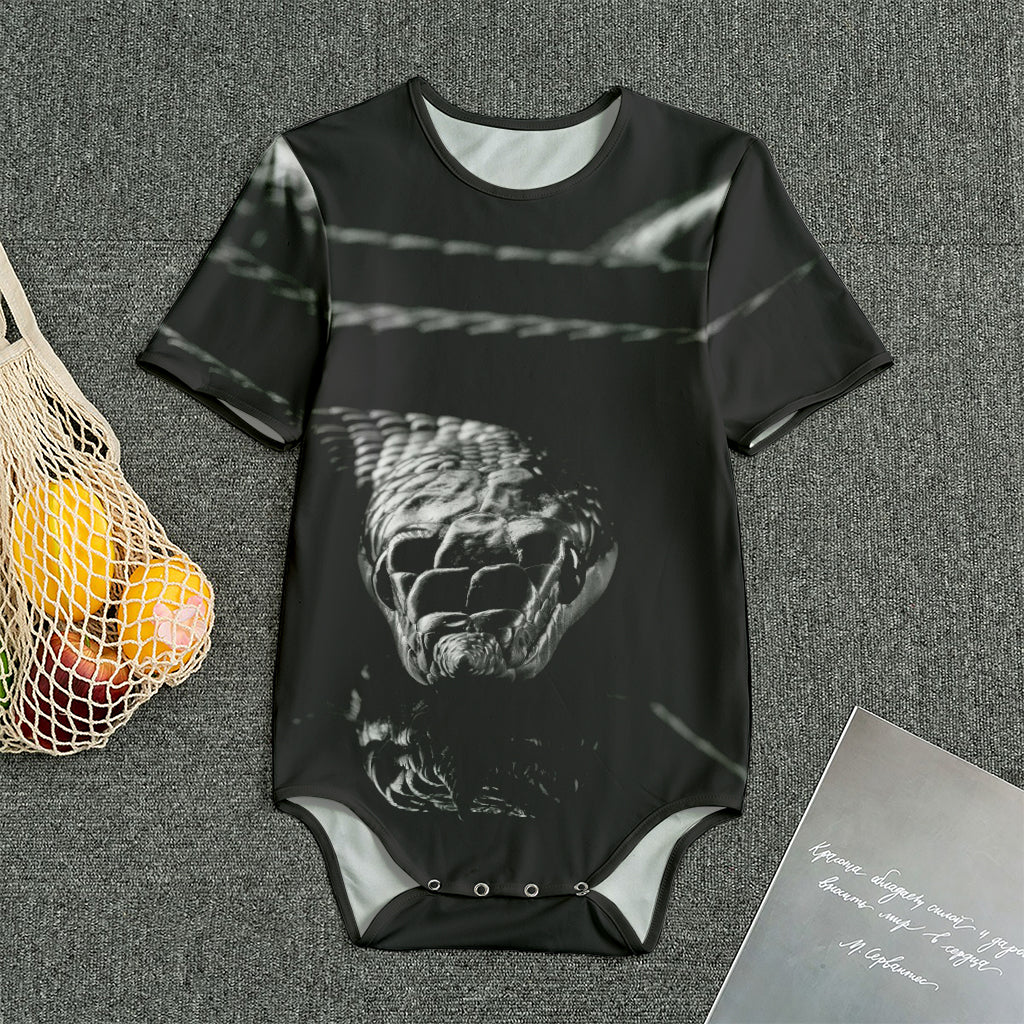 Monochrome Rhinoceros Ratsnake Print Men's Bodysuit