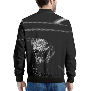 Monochrome Rhinoceros Ratsnake Print Men's Bomber Jacket