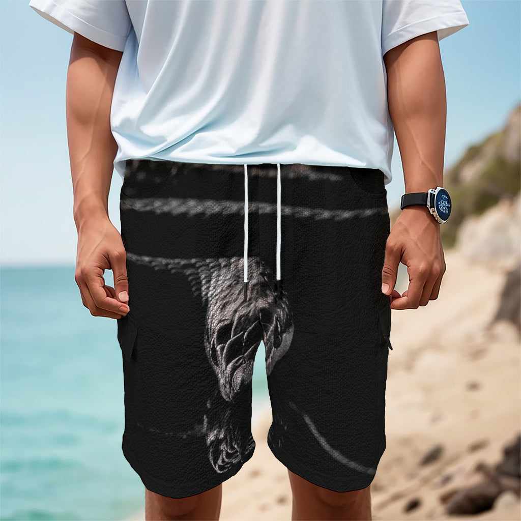 Monochrome Rhinoceros Ratsnake Print Men's Cargo Shorts