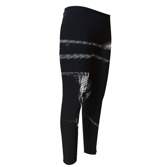 Monochrome Rhinoceros Ratsnake Print Men's Compression Pants