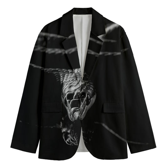 Monochrome Rhinoceros Ratsnake Print Men's Cotton Blazer