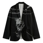 Monochrome Rhinoceros Ratsnake Print Men's Cotton Blazer