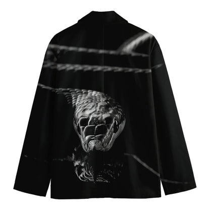 Monochrome Rhinoceros Ratsnake Print Men's Cotton Blazer