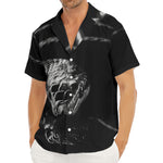 Monochrome Rhinoceros Ratsnake Print Men's Deep V-Neck Shirt