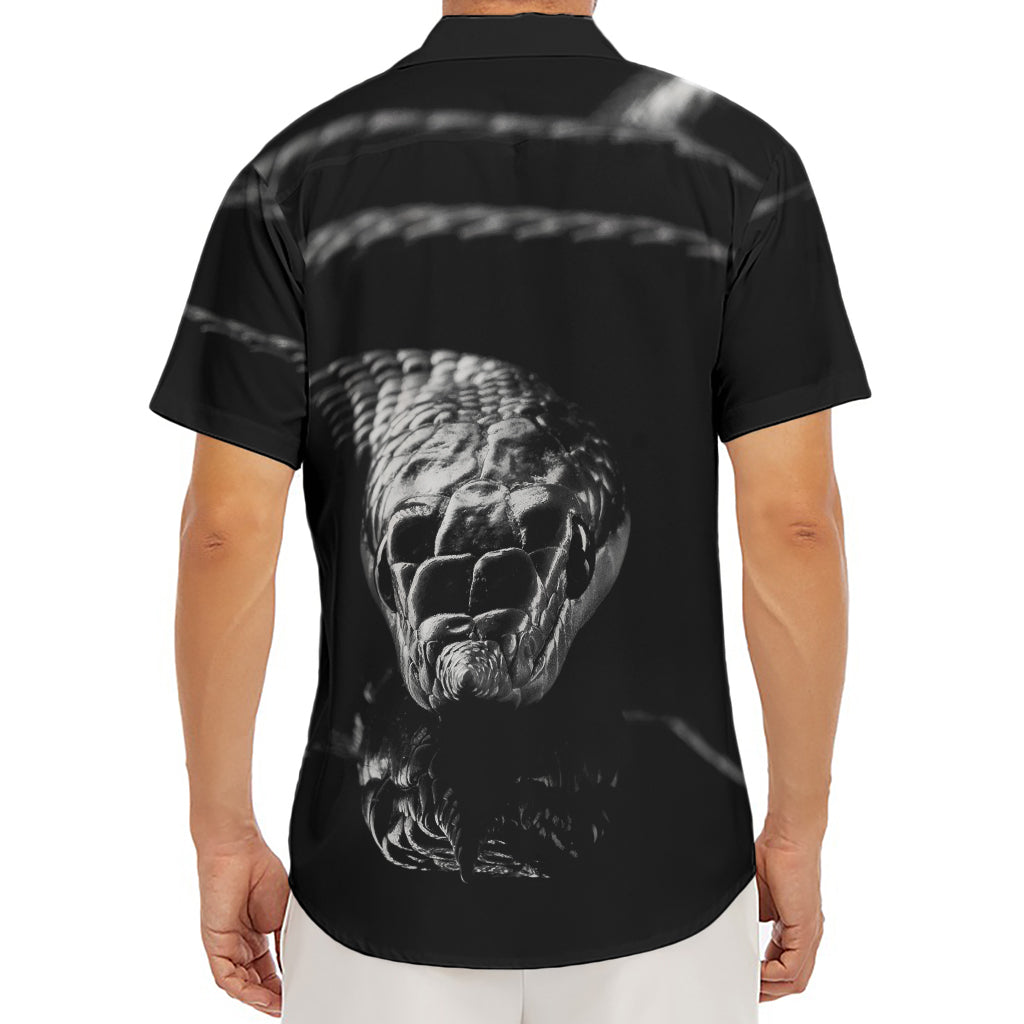 Monochrome Rhinoceros Ratsnake Print Men's Deep V-Neck Shirt