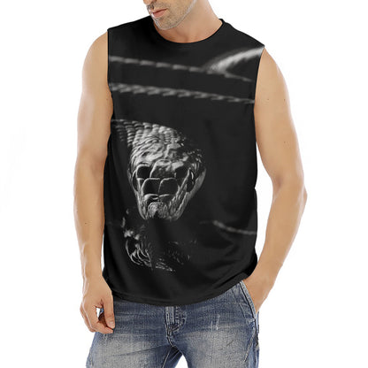 Monochrome Rhinoceros Ratsnake Print Men's Fitness Tank Top