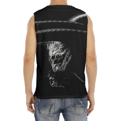 Monochrome Rhinoceros Ratsnake Print Men's Fitness Tank Top