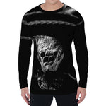 Monochrome Rhinoceros Ratsnake Print Men's Long Sleeve T-Shirt