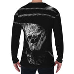 Monochrome Rhinoceros Ratsnake Print Men's Long Sleeve T-Shirt